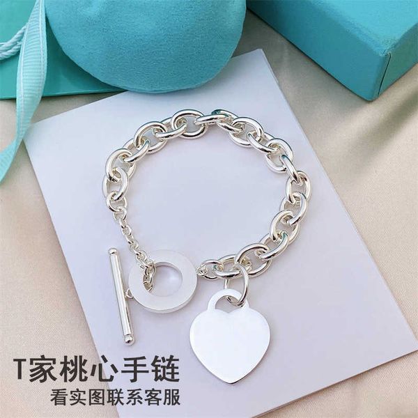 

eller tiffay peach heart brand bracelet light luxury versatiffayle love tiffaytanium steel couple fashion popular network red stainless jewe, Black