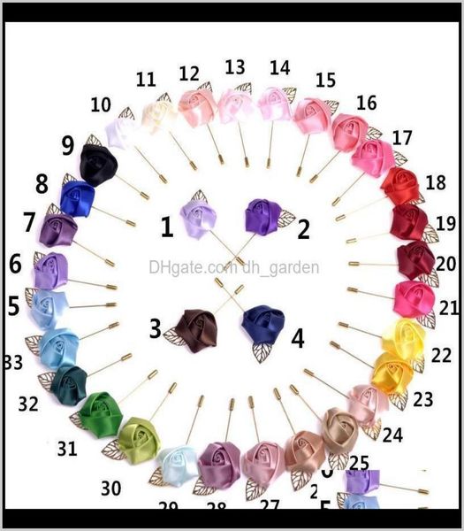 

pins brooches 33 colors luxury fabric rose flower lapel pin mens uniform coat clothes badge broaches for women wedding pa8461300, Gray