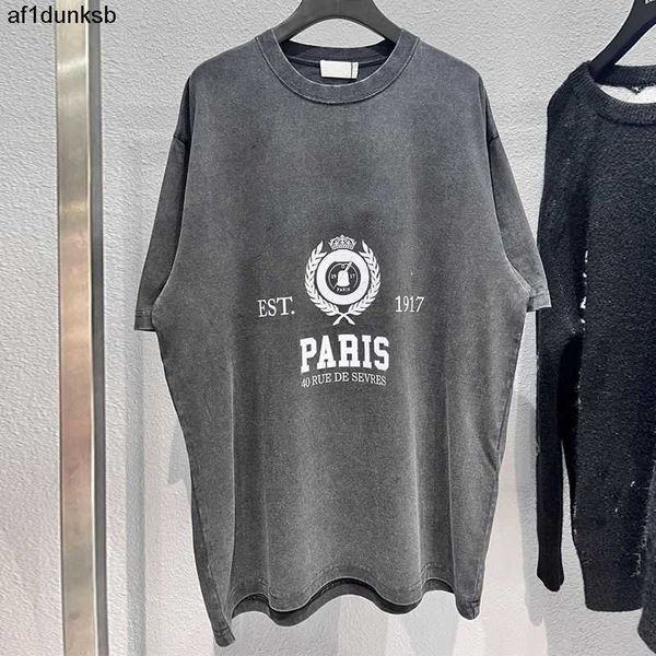 

balencaigaly paris balencigaly vintage bb t motor shirt men washed women oversized 1917 t-shirt tee, White;black