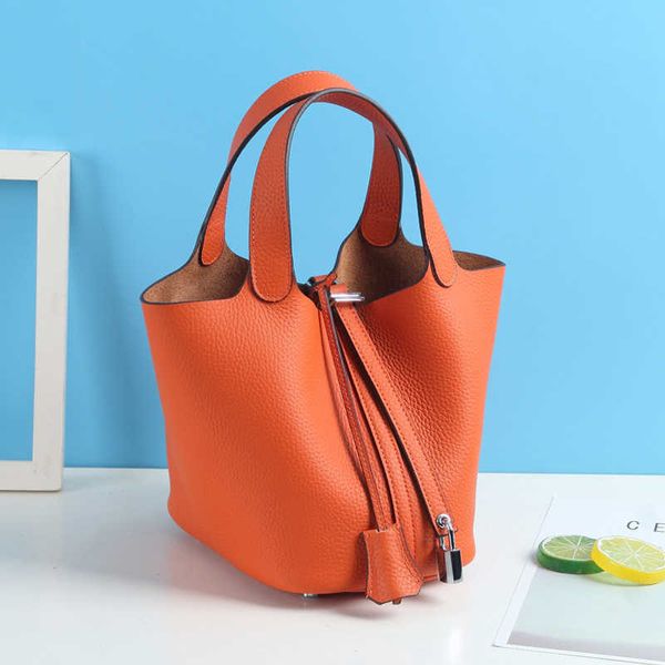 

luxury picotin lock bag lychee new pattern casual vegetable basket leather fashion versatile bucket wrap head layer cowhide large capacity h
