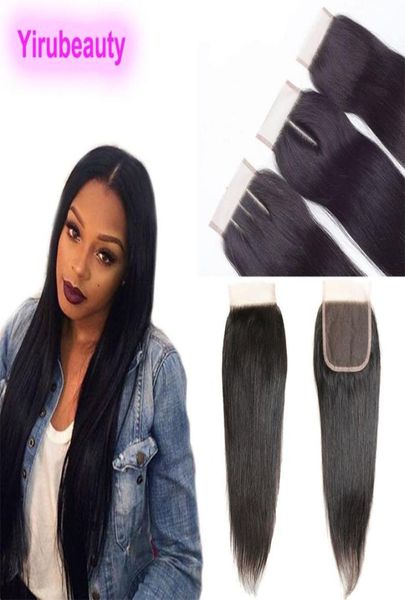 

indian unprocessed human hair 4x4 lace closure straight hair silky natural color baby hairs 1024inch5222051, Black;brown