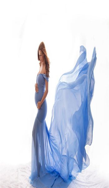 

maternity pography props pregnancy cloth cottonchiffon maternity off shoulder half circle gown shooting po pregnant dress8957012, White