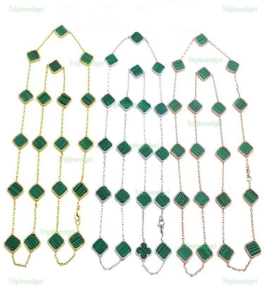 

105cm 20 flowers long choker natural black white red green shell designer necklace fashion classic fourleaf clover necklace women1955686, Golden;silver