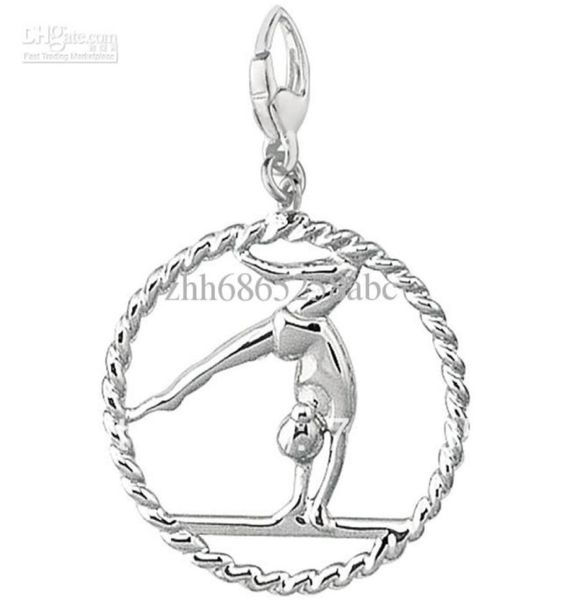 

new arrival gymnastics girl on balance beam circle charms pendant for jewelry making69198238347940, Silver