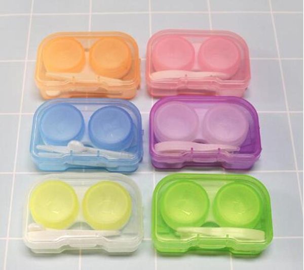 

random color fashion transparent pocket plastic contact lens case travel kit easy take container holder 8674667