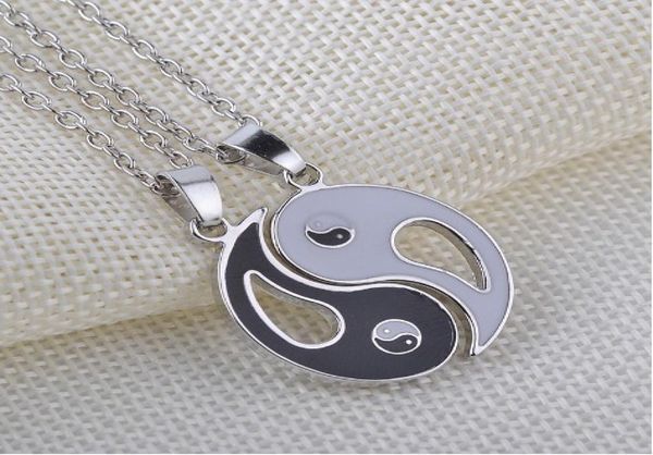 

friends yinyang necklace set silver plated rhinestone embellished necklaces gift idea unique jewelry chokers necklaces9195622, Golden;silver