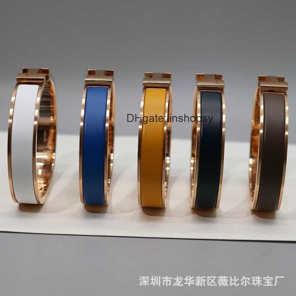 

aher mas designer luxury brand enamel bracelet designer bracelet high end h men's frosted matte enamel open couple, Black
