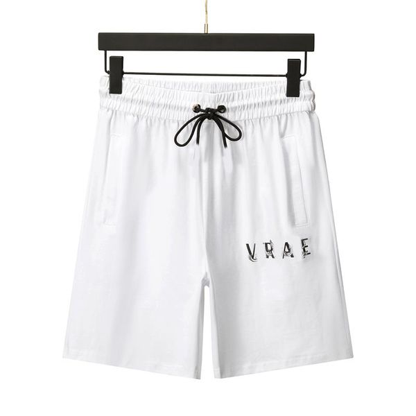

2023 summer new fashion solid color over the knee five quarter pants printed letter casual shorts elastic waist m-xxxl88, White;black
