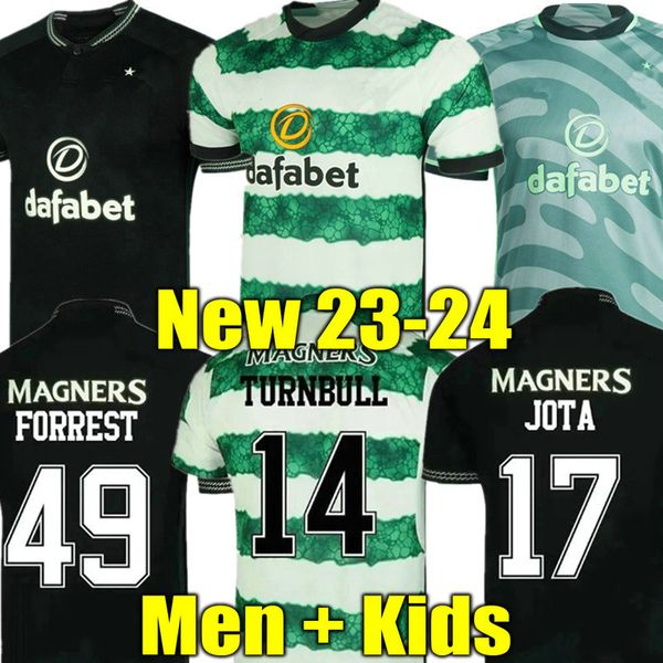 

kyogo 23 24 celtic soccer jerseys home away edouard 2023 2024 elyounoussi turnbull ajeti christie jota griffiths forrest player men kids kit, Black;yellow