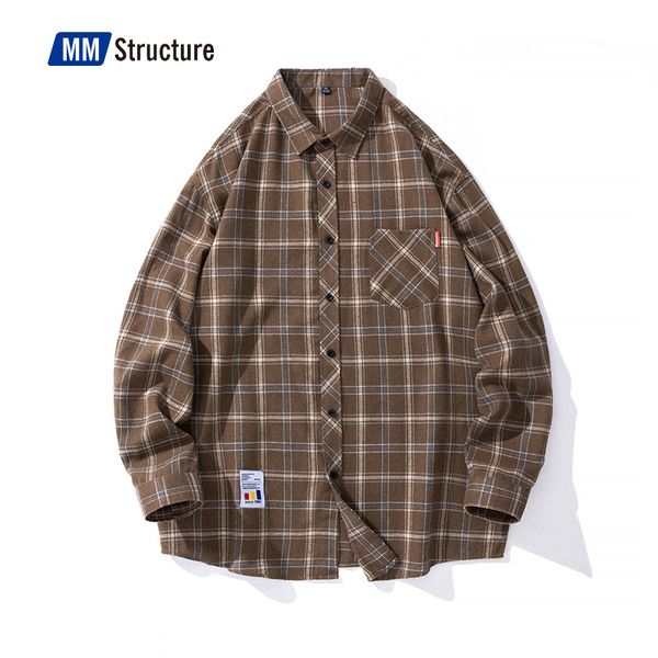 

women's two piece pants plaid men blouses harajuku flannel checked shirts spring oversize streetwear retro men's shirt male 5xl 23, White