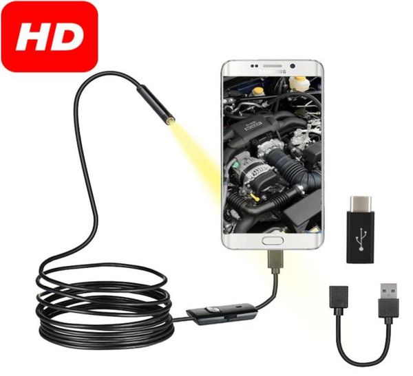 

7mm endoscope camera micro usb otg type c waterproof 6 adjustable leds inspection borescope camera for android phone computer9655452