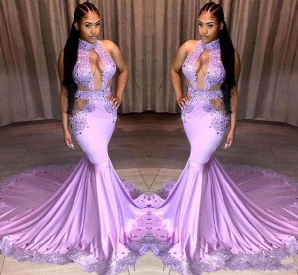 

2019 new light purple prom dresses keyhole neck lace appliques sequins cutaway sides sweep train evening party homecomi7875432, Black