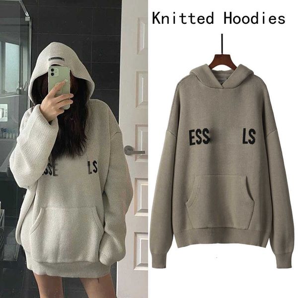 

2023 mens women designer essentialhoodie sweater knits keep warm in autumn winter hooded sweatshirt loose letter essentail hoodies casual pu, Black