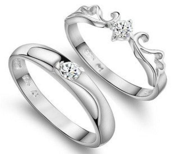 

new engagement rings for couple 925 sterling silver love couple wedding ring with crystal 10pcslot 6848470, Golden;silver