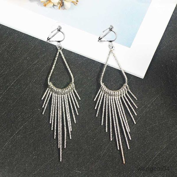 

charm fashion statement pierced clip on earrings metal geometric tassel earrings for women earrings modern jewelry r230719, Golden