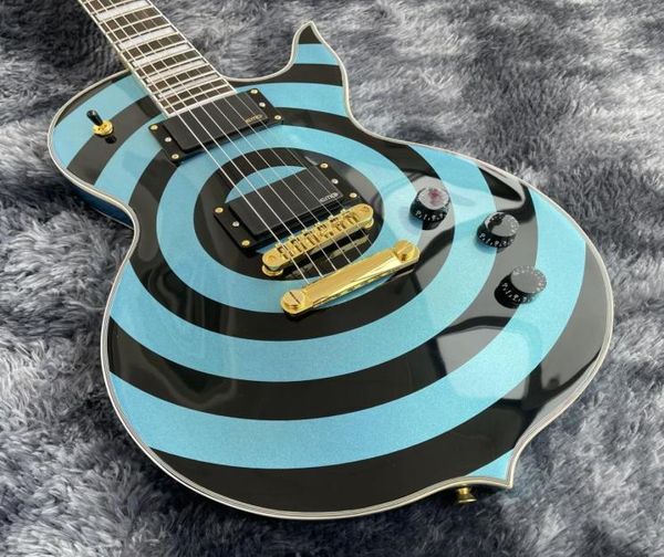 

wylde audio odin grail zakk metallic blue bullseye electric guitar mop large block inlay gold hardware grover tuners china emg 1492974