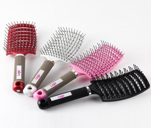 

cm007 women hair scalp massage comb wet curly detangle big curve hair brush comb for salon hairdressing styling tools accept logo 8403889, Silver