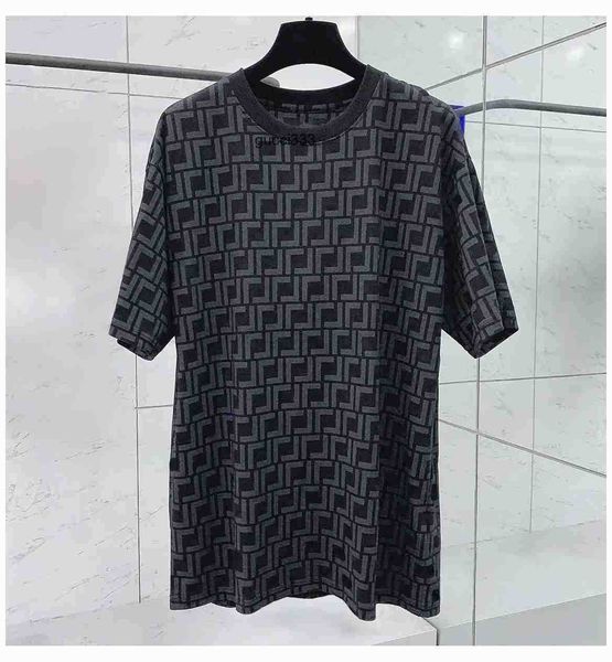 

half fendyly men's ff sleeve t-shirts casual men's full print loose jacquard all-match crewneck short t-shirt sleeve t-shirt 655o, White;black