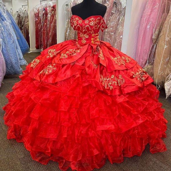 

red flowers embroidery ball gown quinceanera dresses tiered ruffles sweet 16 dress vestido de 15 anos lace-up party gowns, Blue;red