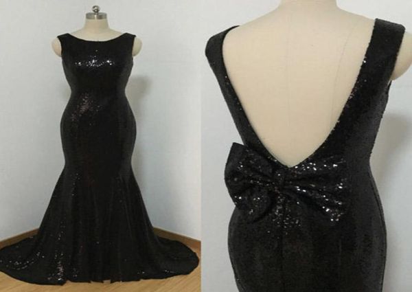 

black sequined dresses sparkly mermaid prom dress long formal evening party gowns bateau neck backless dress wi5494457