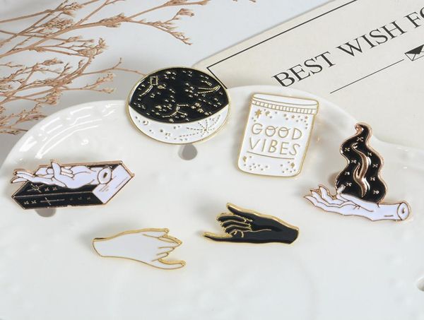 

witch hand pins collection constellation moon shadows witchcraft books flame brooches witchy9568215, Gray