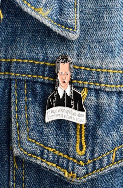 

addams family pin hard enamel pin wednesday darker colour lapel brooches creative icons jewelry button badges gift for fans2046513, Blue