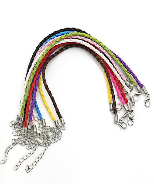 

wholemixed color braided cow leather bracelet cord bracelets fit charm bracelet jewelry making wristband diy handmade 18cm 108481910, Golden;silver