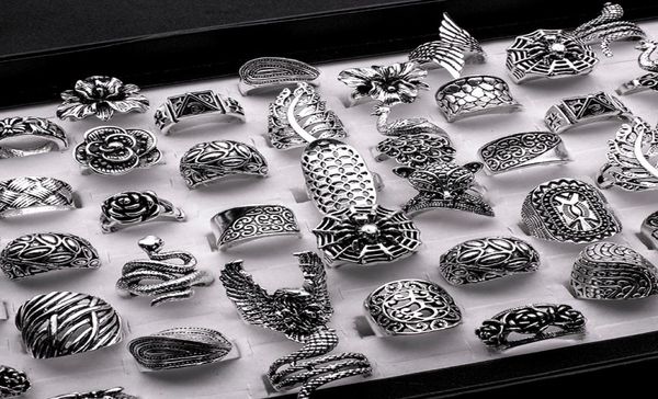 

whole lots mixed 25pcs gothic tribal lady women carved uality vintage bronze antiqued silver baroque rings7334182