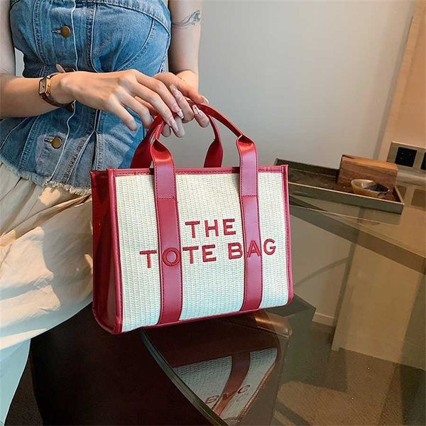 

bag 10% off designer crossbody women's new summer large capacity letter handheld grass woven backpack trend one shoulder tote bag