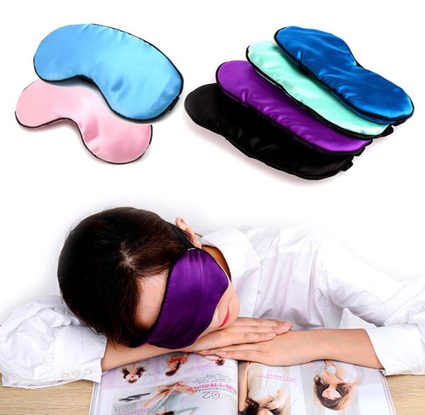 

10pc new pure silk sleep eye mask padded shade cover travel relax aid blindfold 9 colors9651353