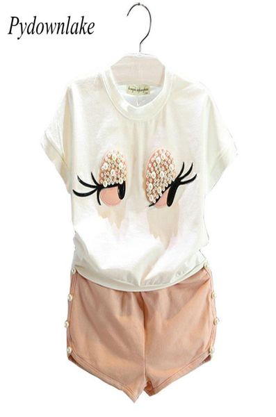 

girls summer clothing set pearl girls clothes set pydownlake lovely long eyelashes toddler girl pants girls suit kids cloth4591181, White
