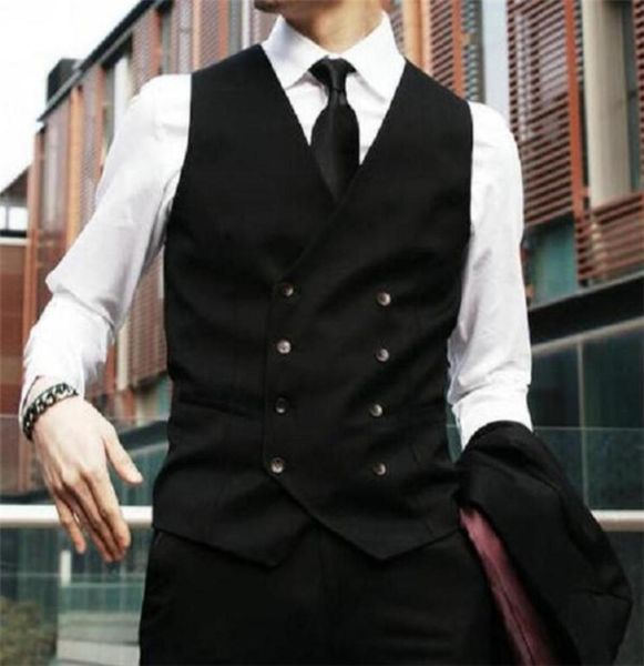 

new groom vests black groomsmens man vest custom made size and color double breasted wedding prom dinner waistcoat6210590