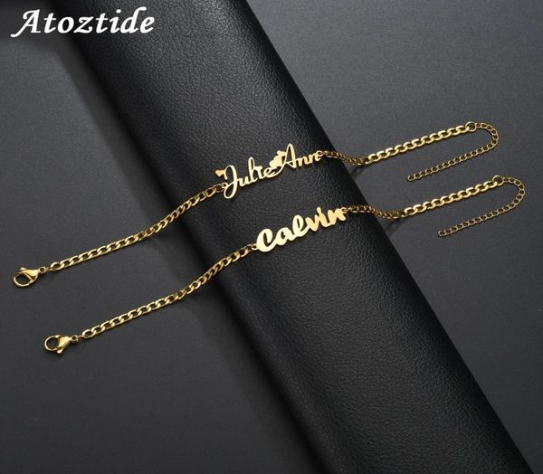 

customized jewelrycustomized s atoztide custom personalized bracelet stainless steel charms handmade cuban chain engraved handwrit7299231, Golden;silver