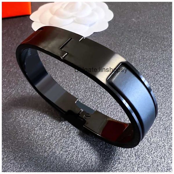 

aher mas designer luxury brand enamel bracelet h bracelet delicate mens bangle wholesale charm gold bangles for bride 18k, Black