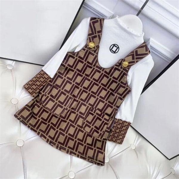 

clothing designer girls children long sleeve white t-shirt classic brand clothes spring kids spring dress set luxury letter clothes