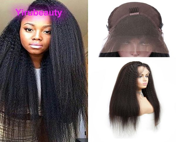 

indian raw virgin human hair unprocessed 13x4 lace front wigs kinky straight yirubeauty lacec front wig natural color 1030inch2411141, Black;brown