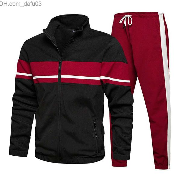 

men's sleepwear men's sportswear casual hoodie suit men's jacket+pants two-piece hip hop street clothes sportswear patch work, Black;brown