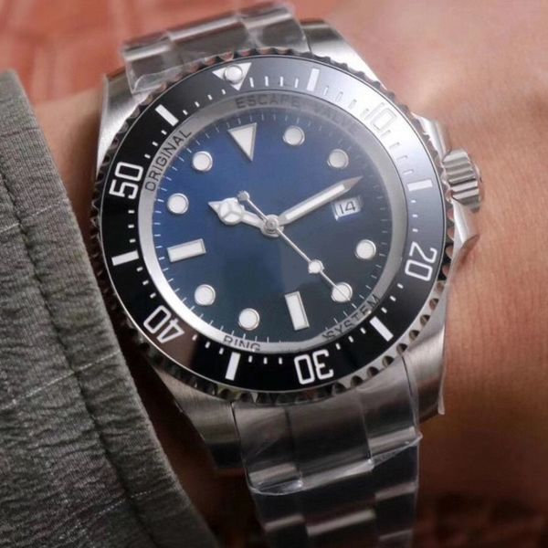 

men watch d blue sea-dweller ceramic bezel 44mm stainless steel blso automatic black diver mens watches wristwatches aaa, Slivery;brown