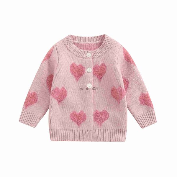 

pullover lioraitiin 0-3years toddle infant baby girl cardigan jackets heart print long sleeve button closure knitted sweater hkd230719, Blue