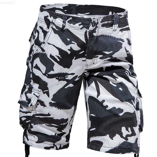 

men's shorts summer camouflage shorts men new tactical cargo jogger military shorts mens cotton casual loose men multi-pockets short pa, White;black