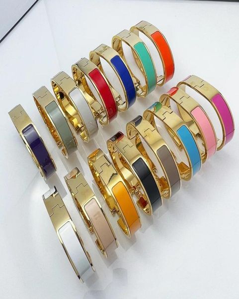 

12mm wide man letter bangle titanium steel bracelets classical enamel bracelet for women designer jewelry fashion anniversary gift9239689, Black