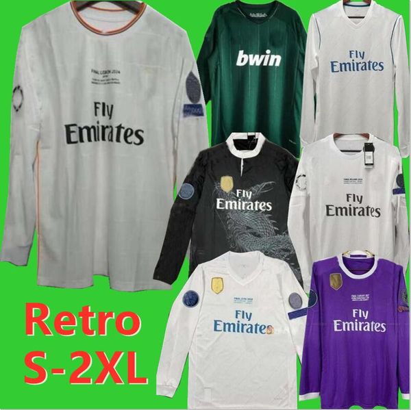 

retro real madrids soccer jersey long sleeve football shirts guti ramos carlos 10 11 12 13 14 15 16 17 ronaldo zidane seedorf raul 00 01 02, Black;yellow