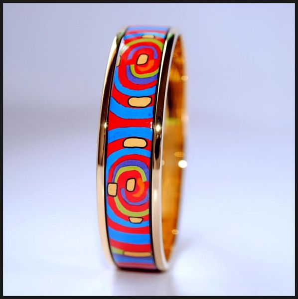 

life cycle series 18k goldplated enamel bangle bracelet for woman bracelets bangles width 20mm fashion jewelry6449038, Black