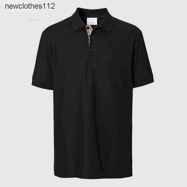 

burbrerys european station bajia casual polo shirt mens classic solid color tb letter embroidery summer b short sleeve tshirt men4567486, White;black