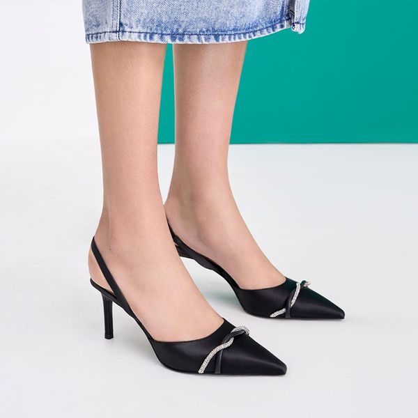 

sandals 2023 summer luxury design stilettos females point toe high heels wedding ladies elegant banquet single shoes 230718, Black