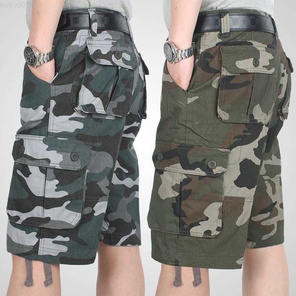 

men's shorts summer cargo shorts men camouflage camo casual cotton multi-pocket baggy bermuda streetwear hiphop military tactical work, White;black