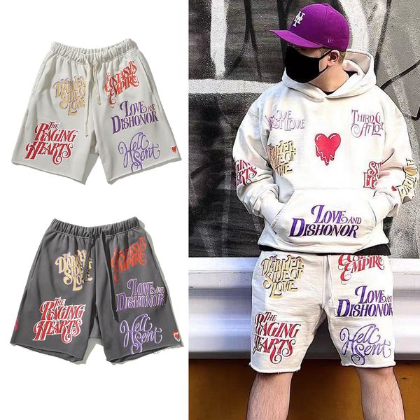 

men's shorts high street eu retro graffiti print foam drawstring casual summer men s loose streetwear oversized five point pant 230718, White;black