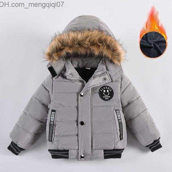 

down coat 2-6 autumn winter boys' jacket warm fur collar fashion baby coat hooded zipper coat birthday gift children's clothing z2, Blue;gray