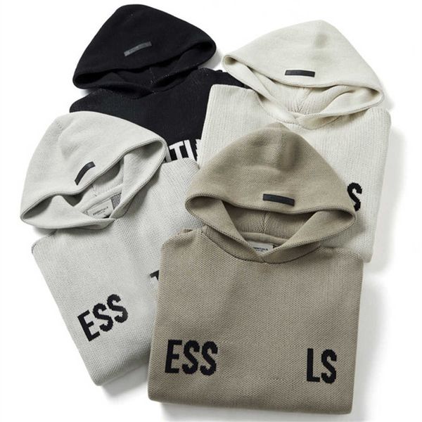 

essentiel designer essentail hoodies casual hooded knitted sweater men women knits sweaters essentialhoodie hoodie sweatshirt long pullover, Black