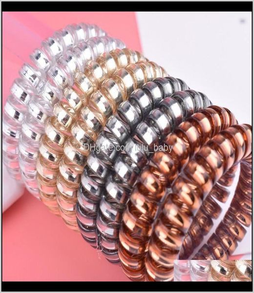 

women rubber hair ties coil elastic hairbands spiral shape hair rope girls headwear accessories telephone wire cord hair ring kezz7566579